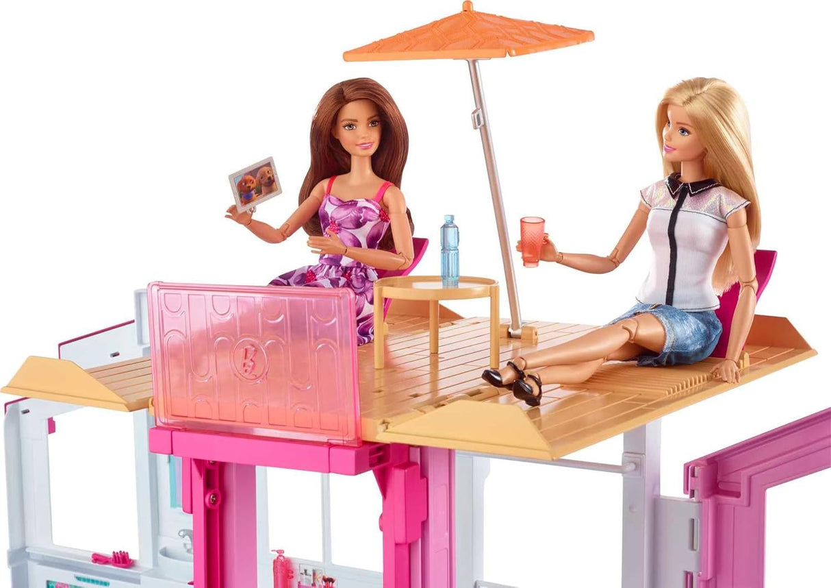 Casa de muñecas Barbie 3 pisos con elevador, accesorios y portátil