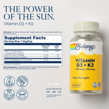 SOLARAY Vitamina D3 K2 Suplemento para Huesos y Corazón