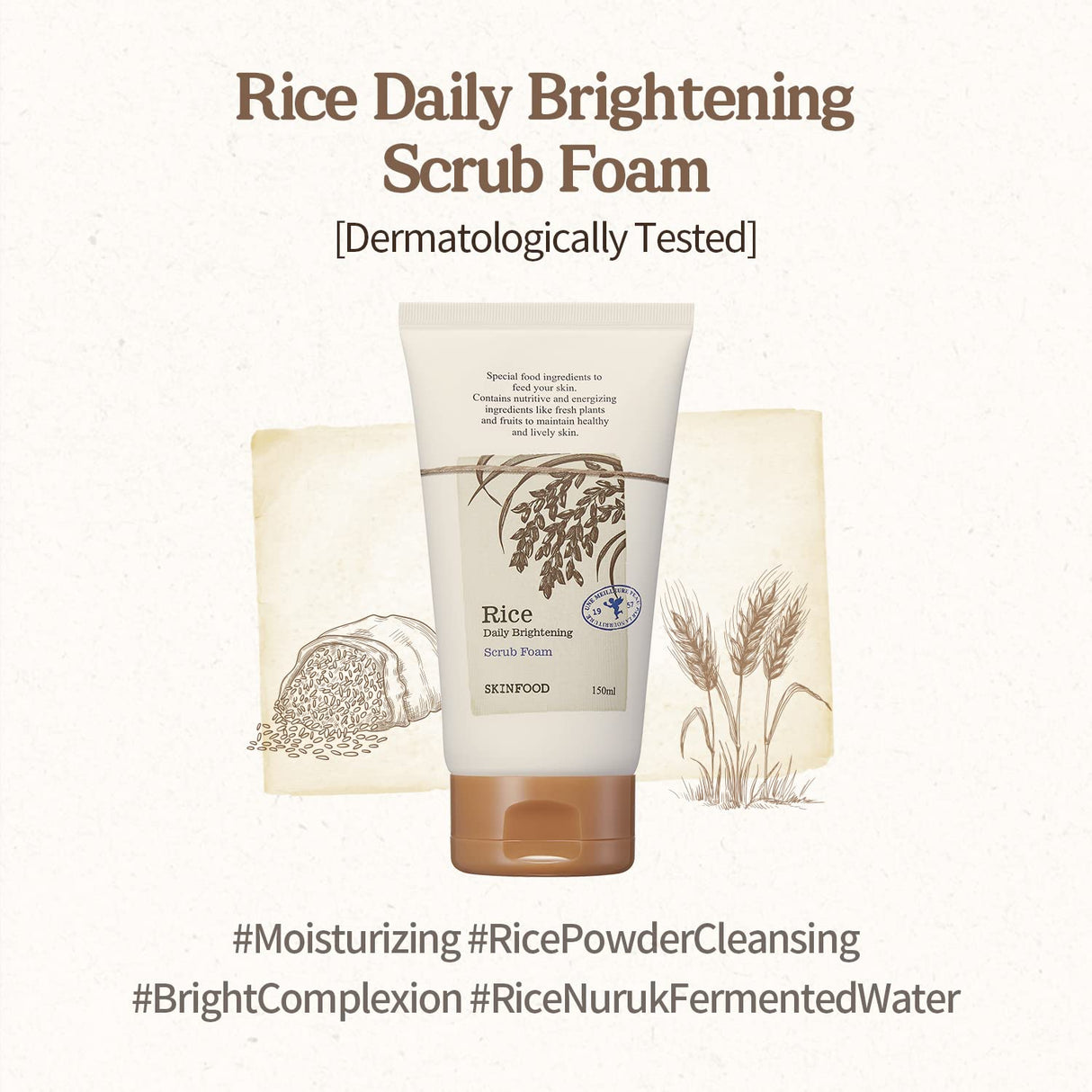 Exfoliante Facial Diario de Arroz - Hipoalergénico y Suave