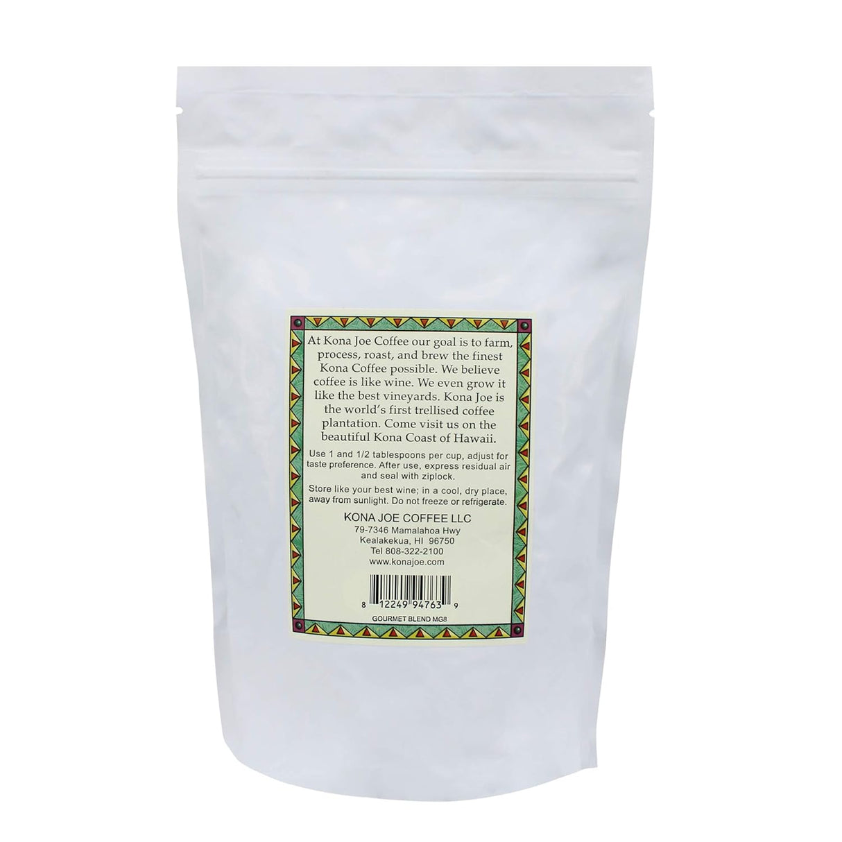 Café Gourmet Kona Joe Decaf, Tueste Medio, Granos 8 oz