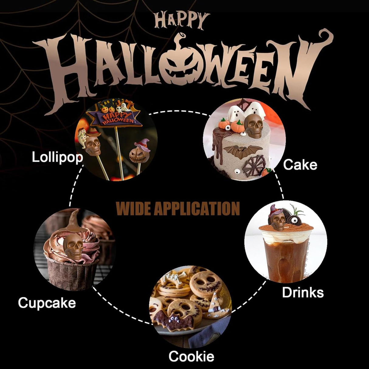 Moldes de Silicona Halloween, 3 Pack, para Chocolate y Repostería