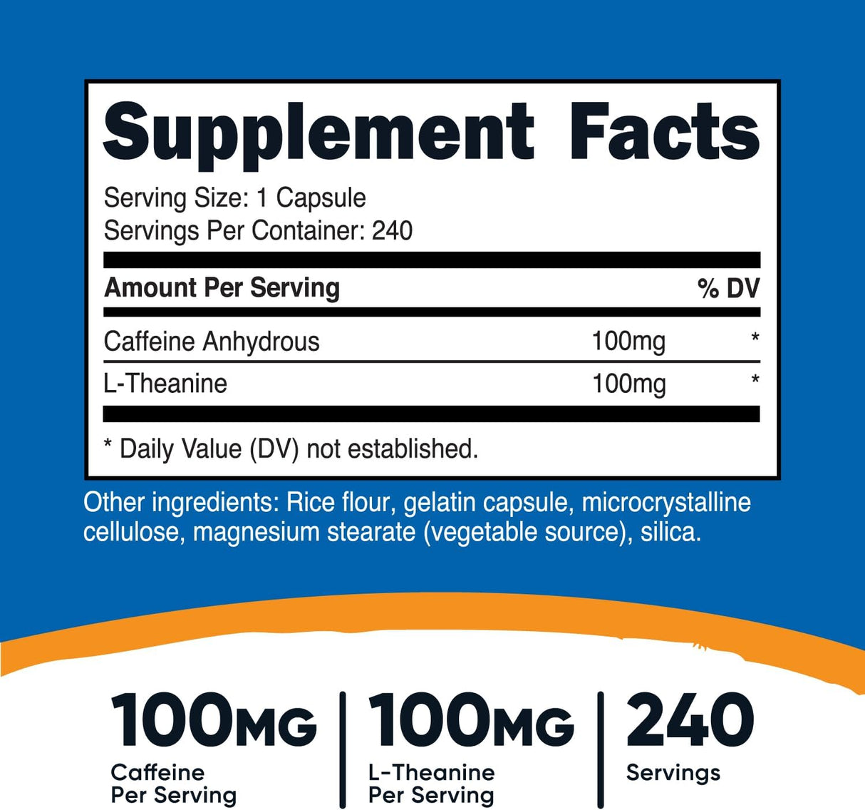 Nutricost Cafeína con L-teanina 100 mg