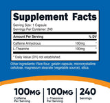 Nutricost Cafeína con L-teanina 100 mg