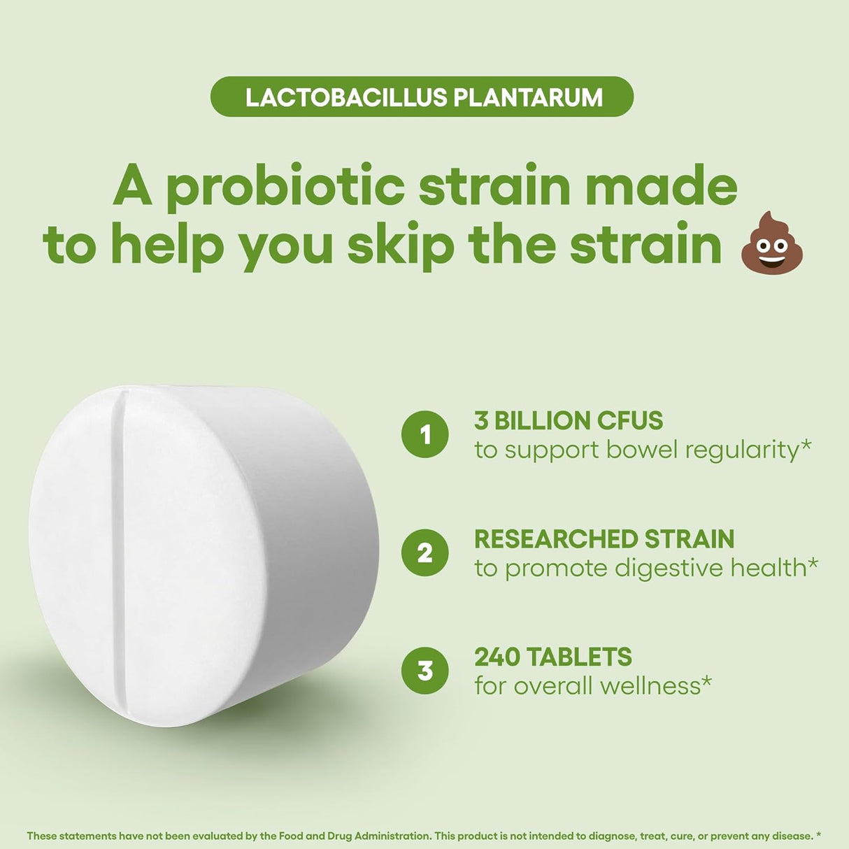 Suplemento probiótico Lactobacillus Plantarum 240 tabletas
