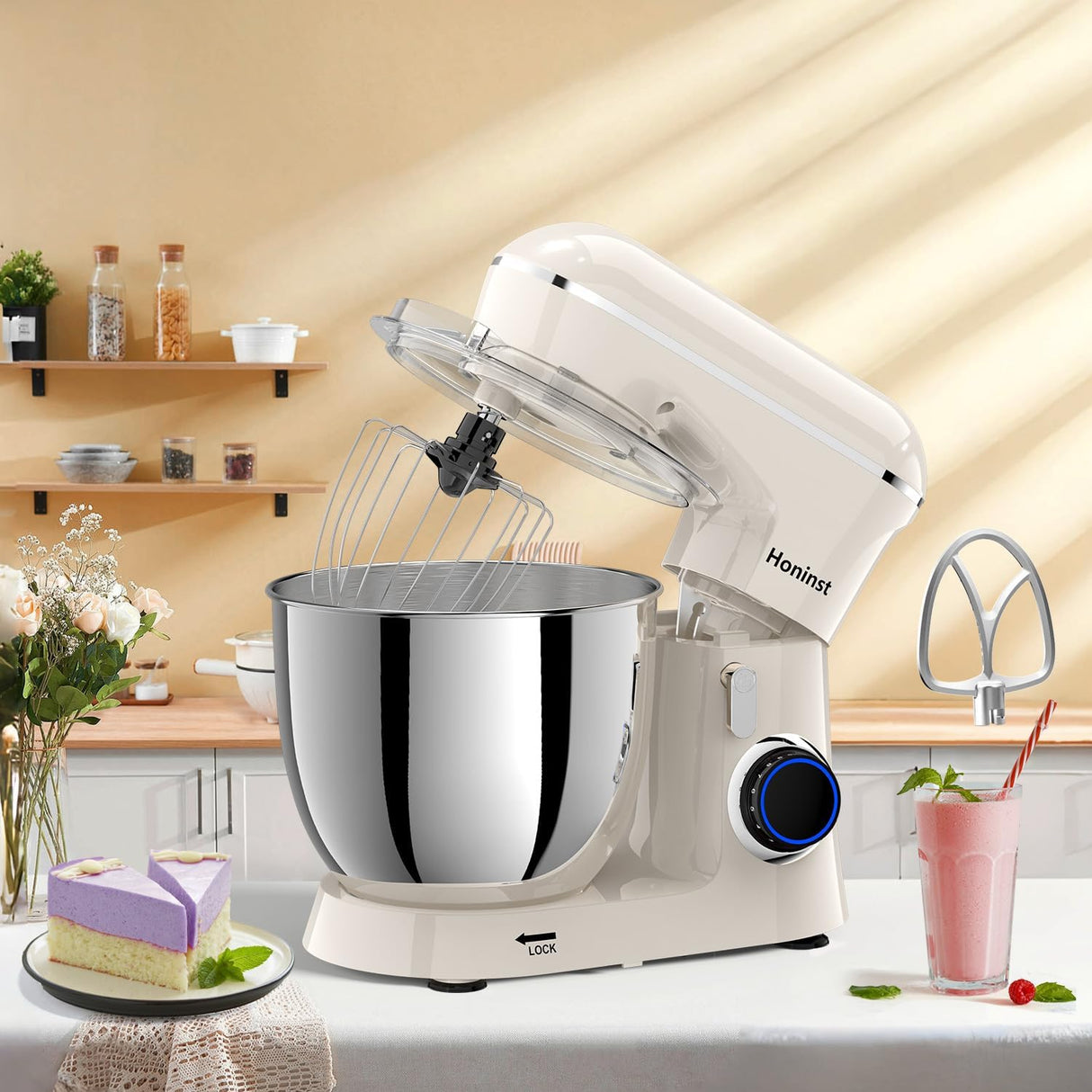 Batidora de pie 6.5QT 10 velocidades 660W, modelo multifuncional