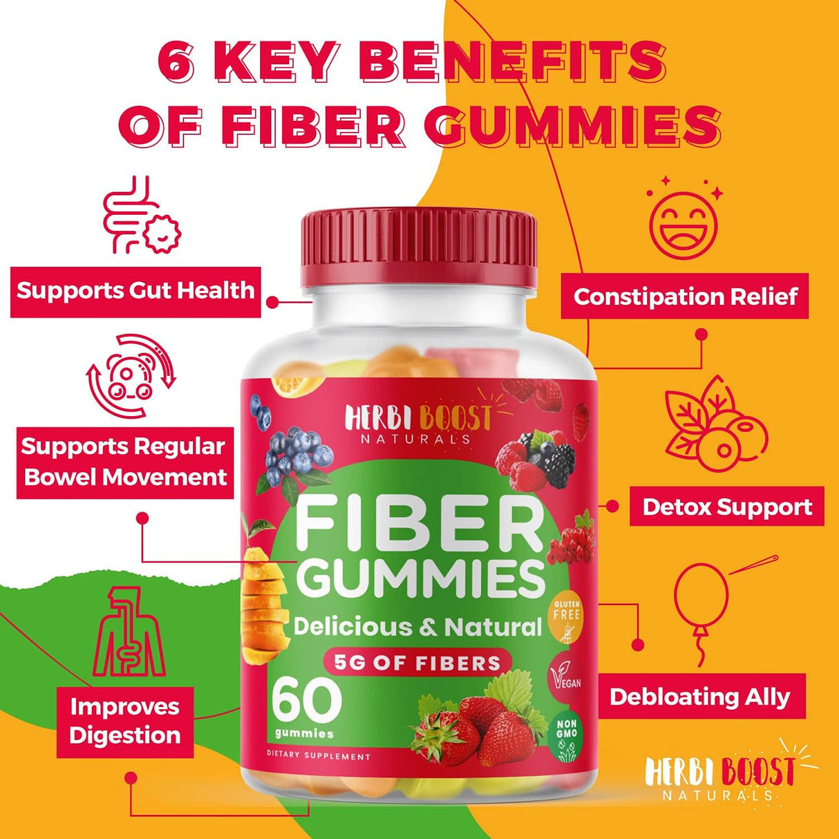 Suplementos soluble de gomita vegana con inulina
