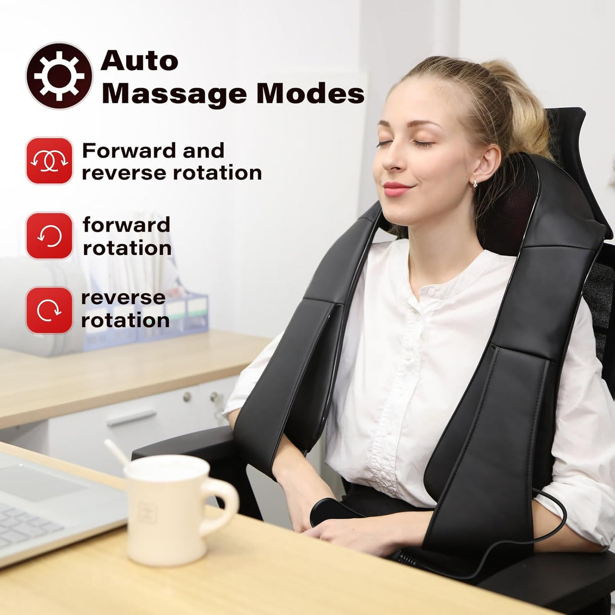 Masajeador de Cuello y Espalda, Shiatsu, Calor, 3D Kneading