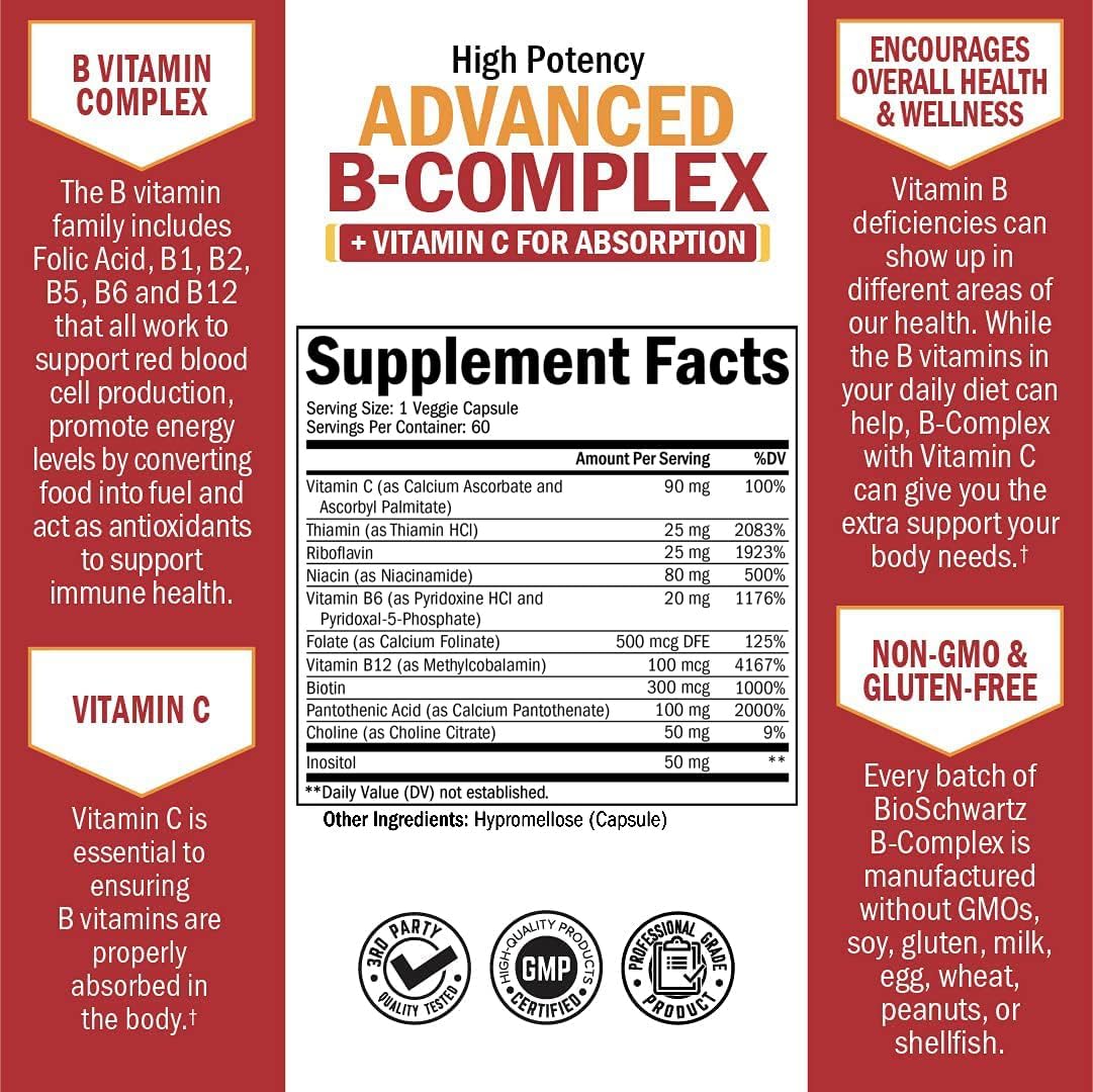 Complejo de Vitaminas B y C - Absorción Máxima - Sin OMG