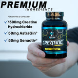 eFlow Creatina Cápsulas, Suplemento de Fuerza 1500mg, 90 cápsulas