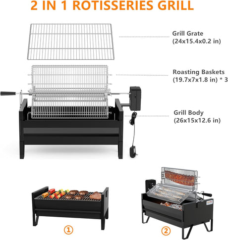 Kit de asador Onlyfire 2 en 1 con 3 cestas y parrilla 24
