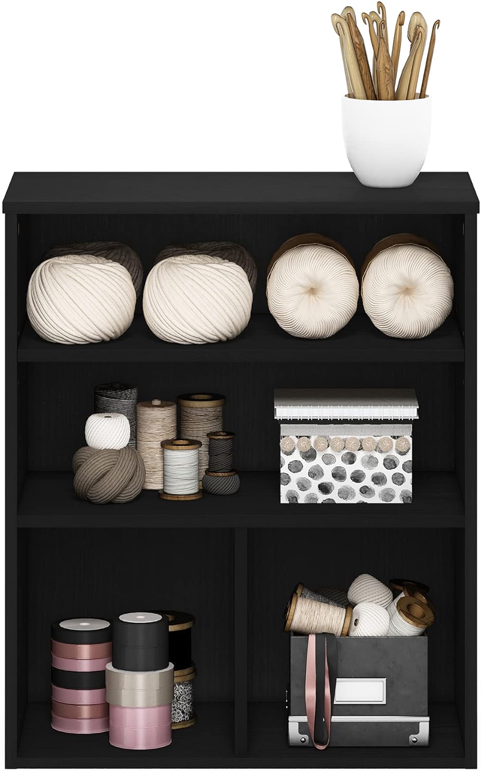 Estantería de 3 niveles, roble negro, modelo Pasir