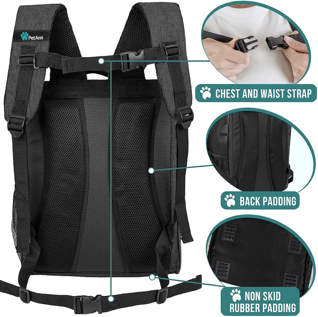 Mochila de lujo para gatos diseño ventilado color gris