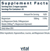 Magnesio Triple Vital Nutrients | Vegano, 250mg | 90 Cápsulas