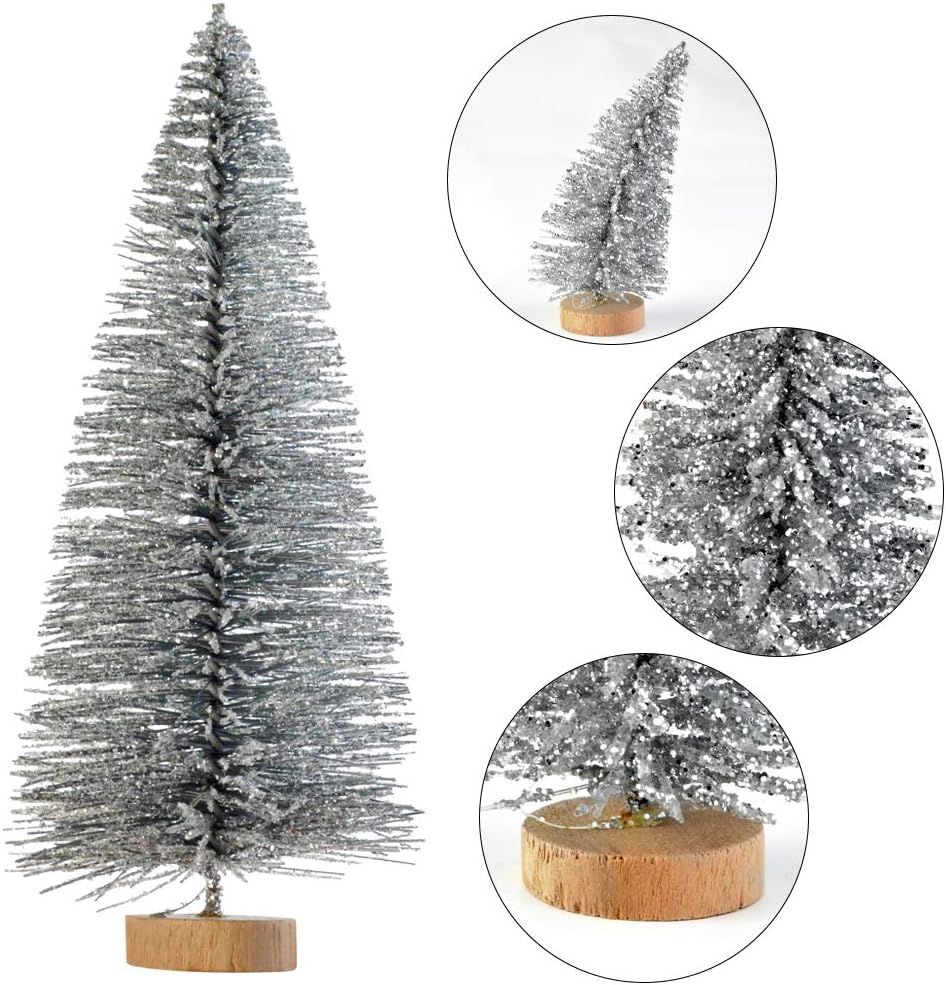 Yookat 40 Piezas Árboles de Navidad Artificiales con Base de Madera