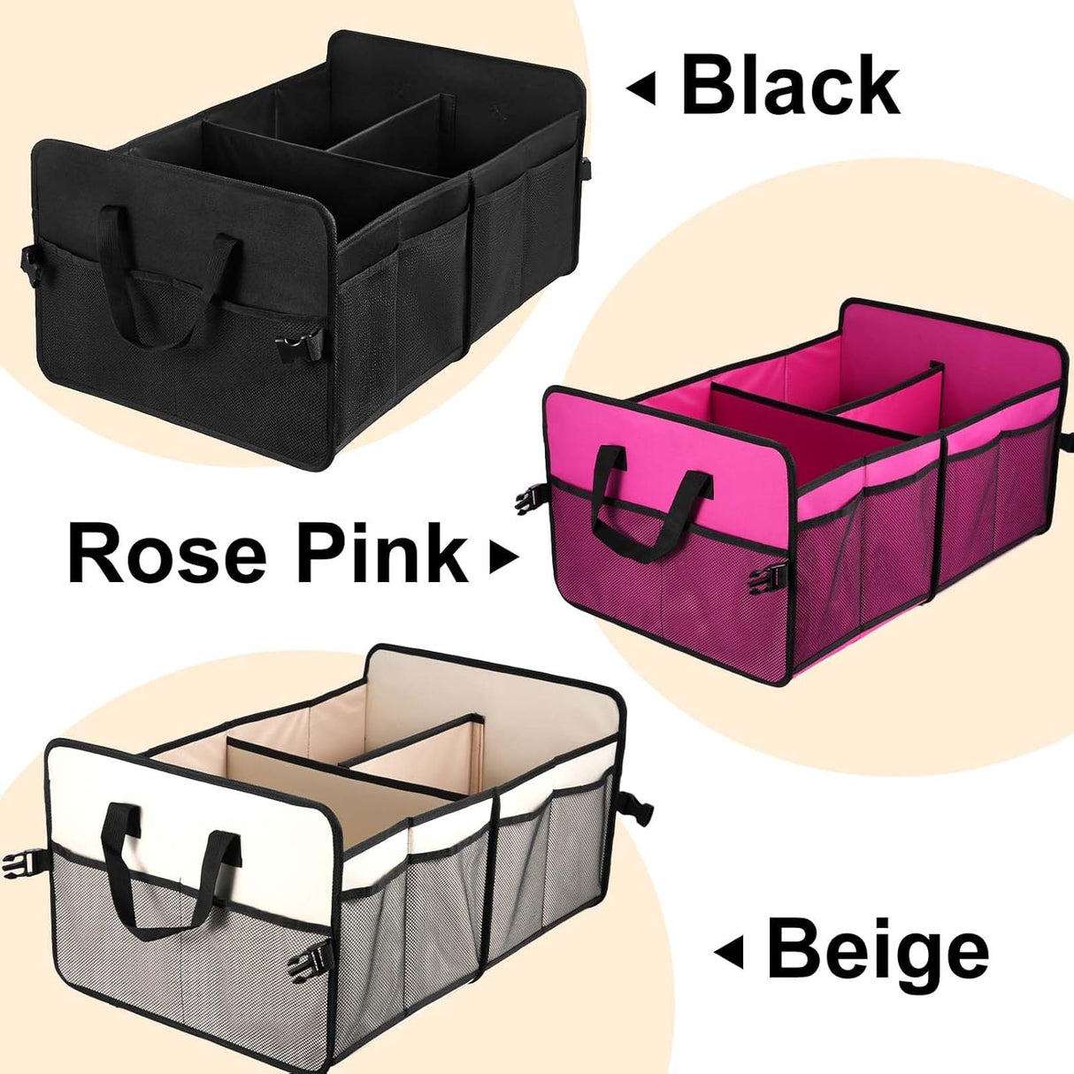 Organizador de Maletero 72L, Plegable, Compartimentos Múltiples