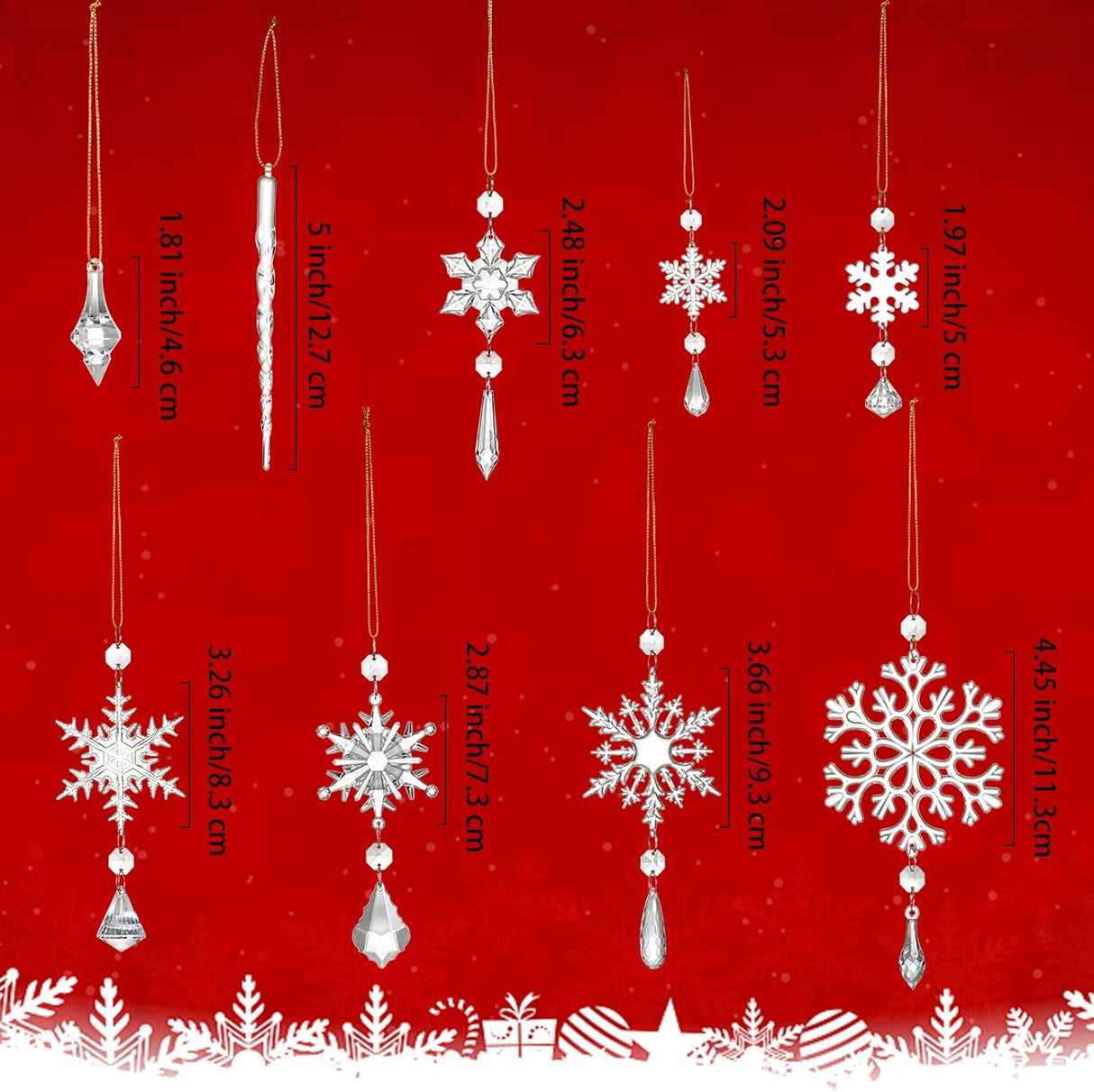Adornos Navideños UPINS, 20Pcs Copos de Nieve Acrílicos