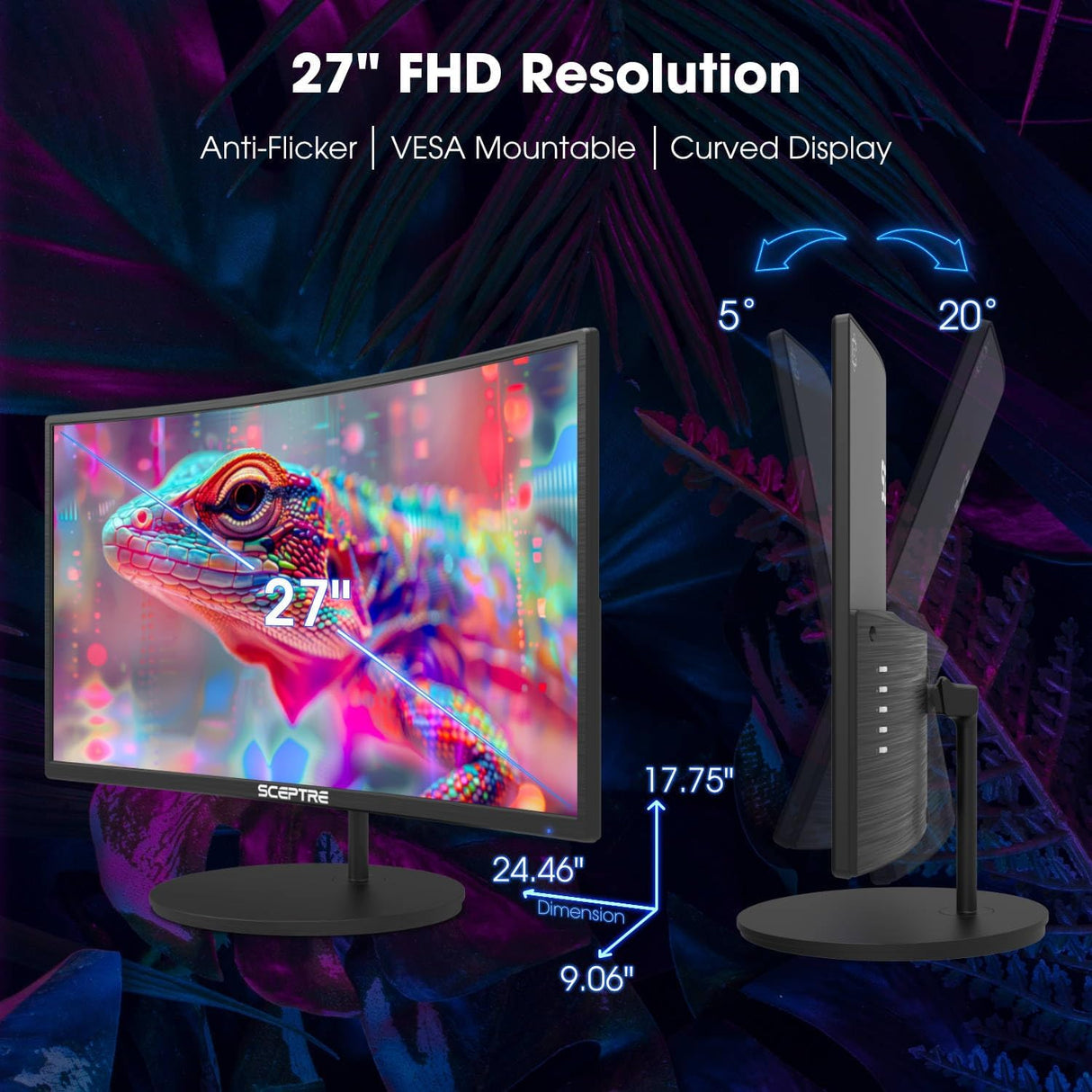 Monitor Curvo 27 FHD 1080p 75Hz Sceptre con Altavoces C275W