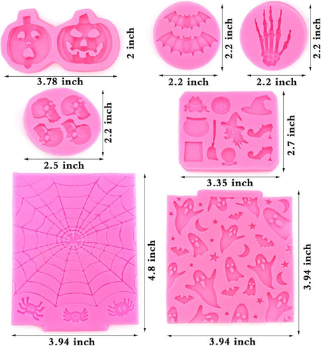Moldes de Silicona Halloween, 7 Pcs para Pasteles y Chocolates