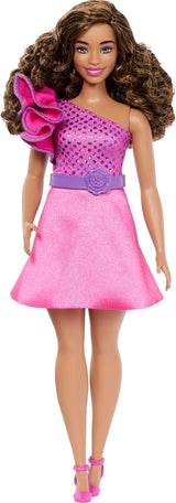 Muñeca Barbie Fashionistas #225, Curvy, Vestido Brillante, 65 Aniversario
