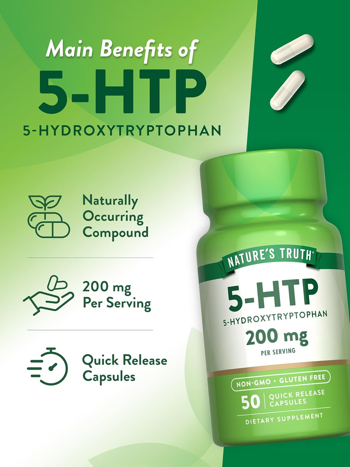 Suplemento 5HTP 200mg Nature's Truth | No GMO, Sin Gluten