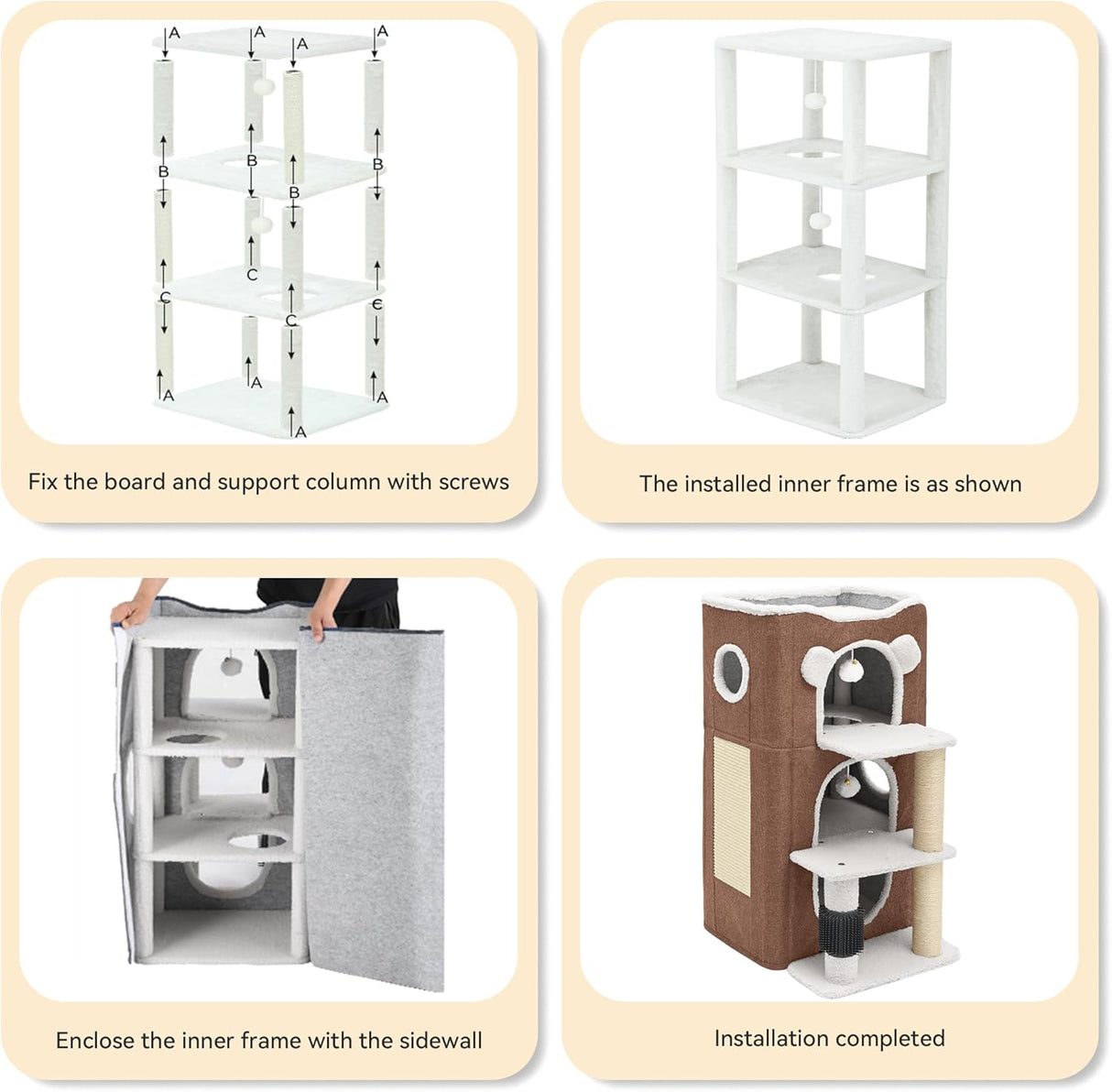 Casa para Gatos YIATHOME, 3 Niveles, Rascador y Cubo de Juego