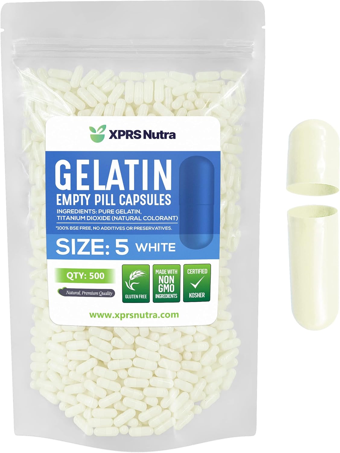 Cápsulas Vacías XPRS Nutra Tamaño 5 - 500 Cuentos Gelatina