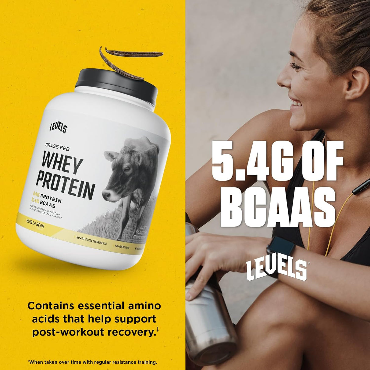 Niveles Proteína de Suero Grass Fed 24G Vainilla 5LB