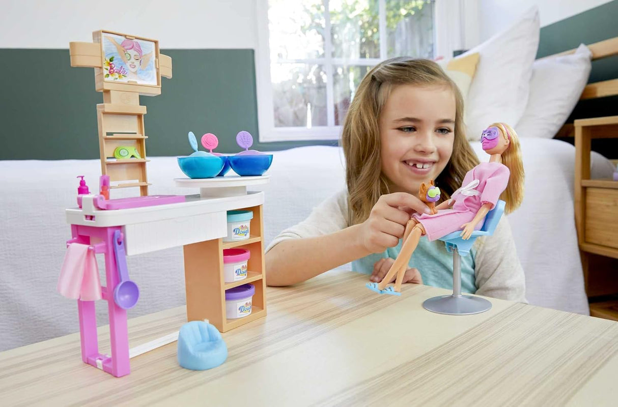 Set de Spa Barbie con Muñeca, 10+ accesorios y perrito