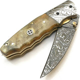 Cuchillo de acero de damasco forjado hecho a mano con funda