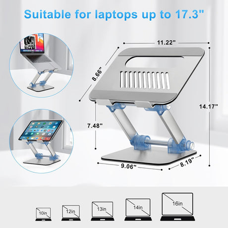 Soporte ergonómico ajustable para laptop, aluminio, plegable