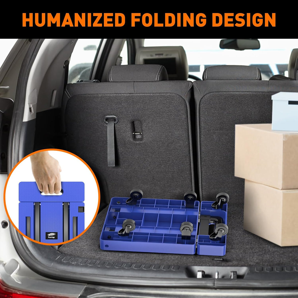 Carro Plegable Ronlap, Carga 500lbs, 6 Ruedas, 2 Cuerdas