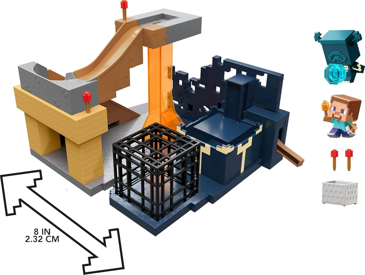 Mini Modelo Minecraft Mattel, Warden, Incluye Steve & Warden, DLC