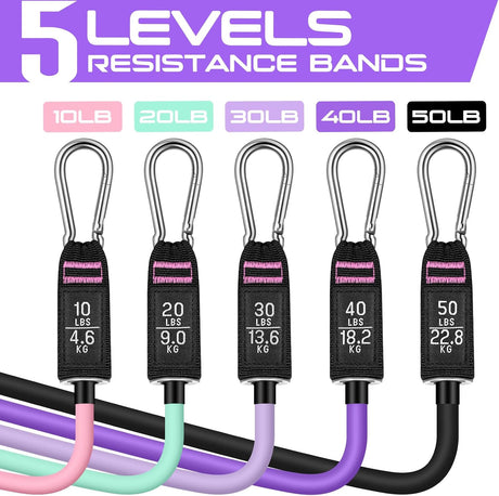 Bandas de resistencia 150 lbs con asas y correas de tobillo