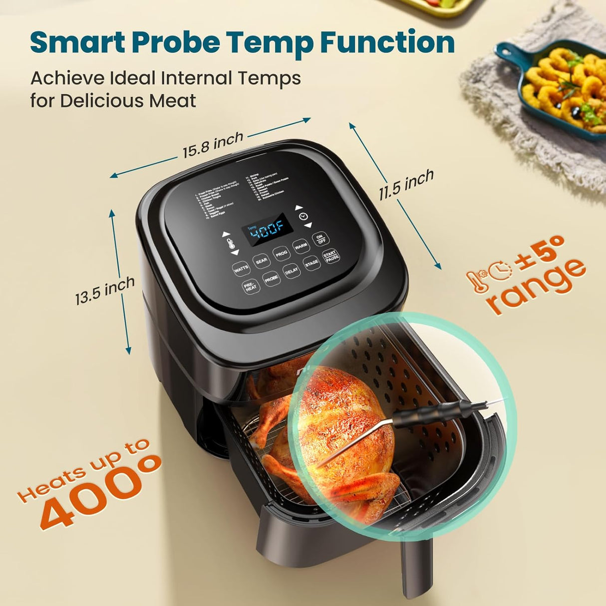 Freidora de aire Nuwave Brio 10 en 1, 6 QT, 1800W, 100 recetas