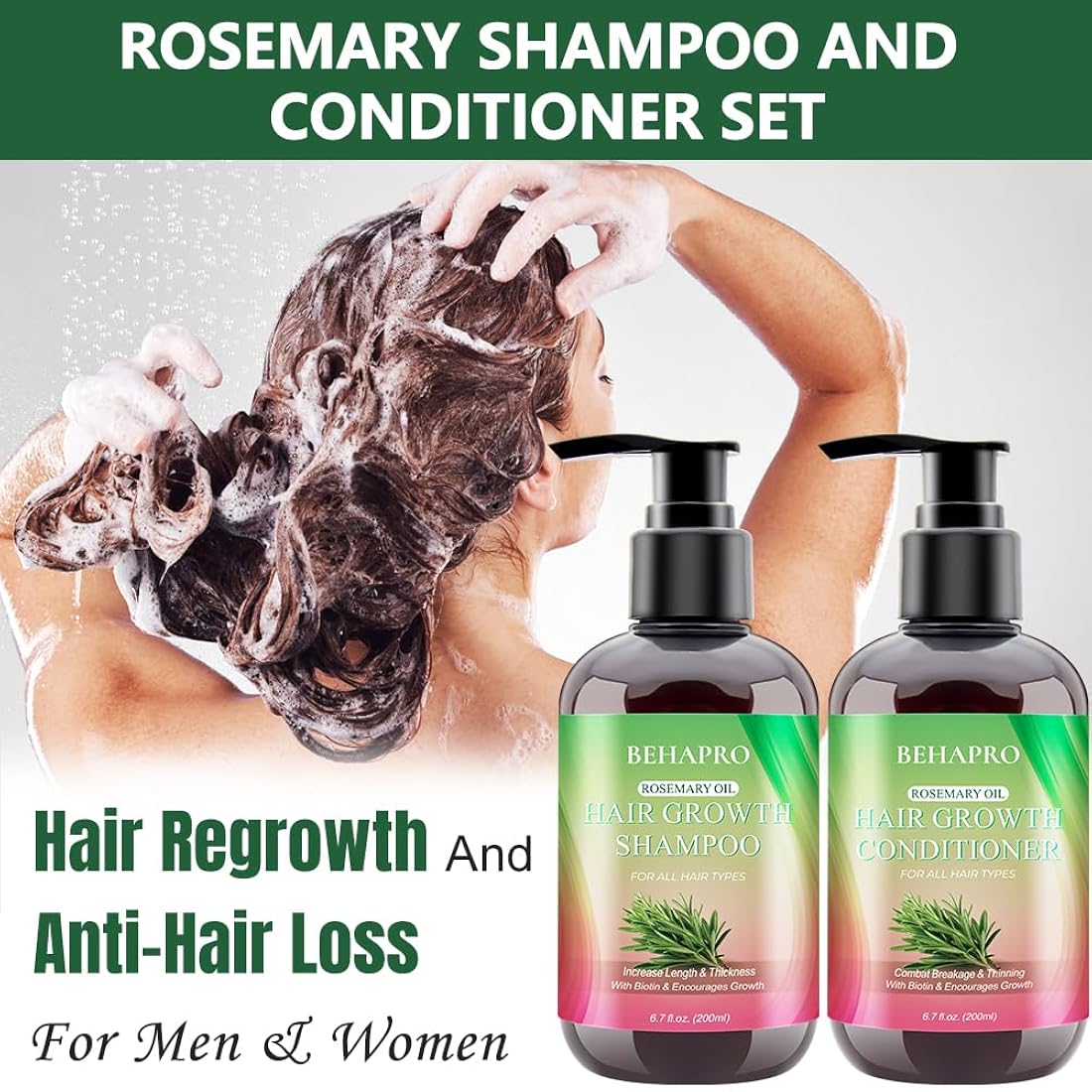 Shampoo y acondicionador para el crecimiento del cabello