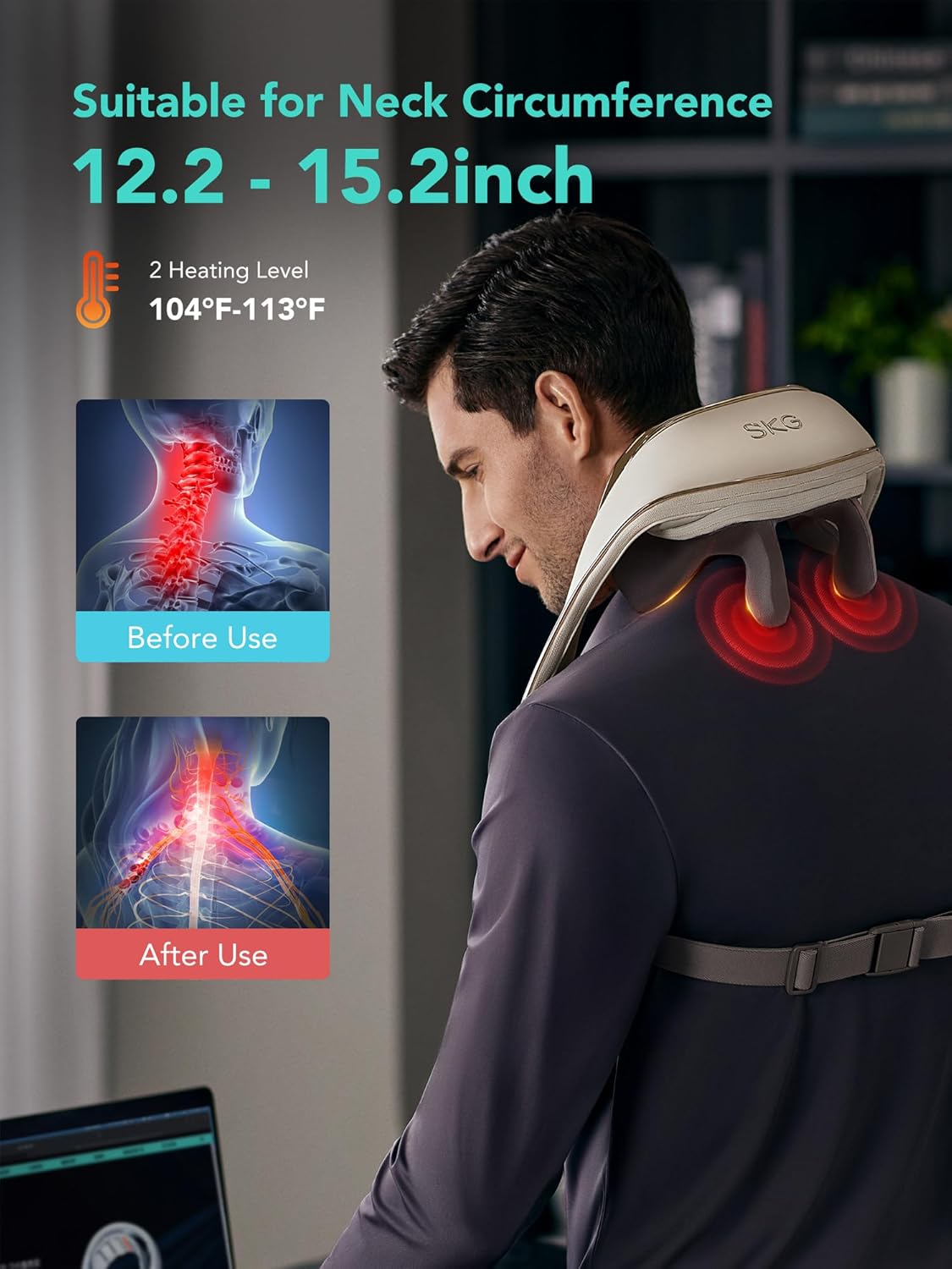 Masajeador de Cuello SKG, Shiatsu con Calor, H5 Mini