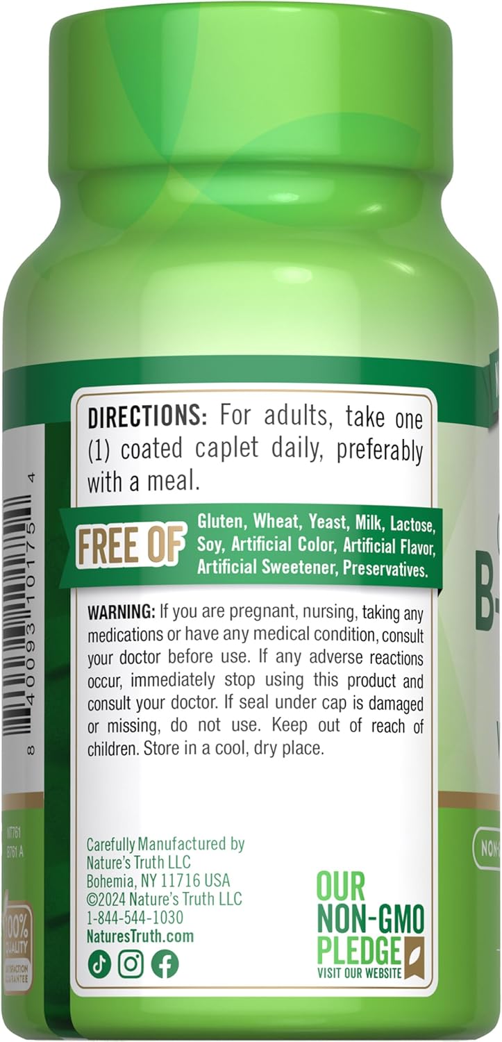 Complejo B + Vitamina C Nature's Truth | 100 Tabletas Veganas