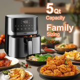 Freidora de aire ASZ 5qt, compacta, 8 presets, para 2-3 personas