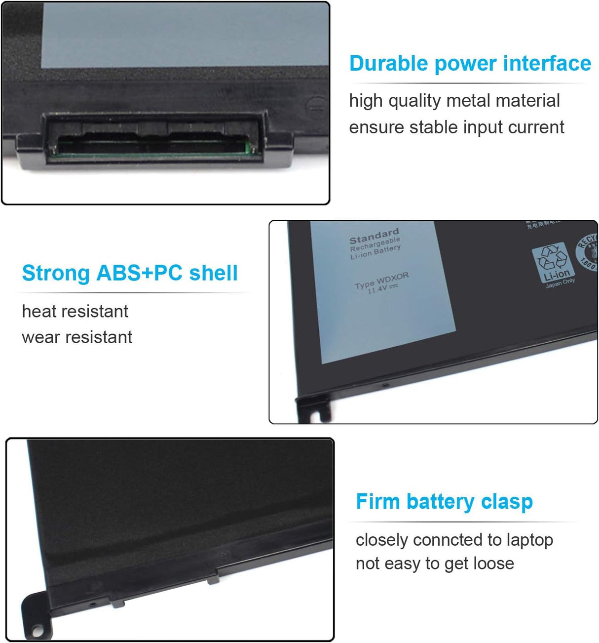 Batería WDXOR de 42 Wh de 11.4 V para Dell Inspiron 13 7375