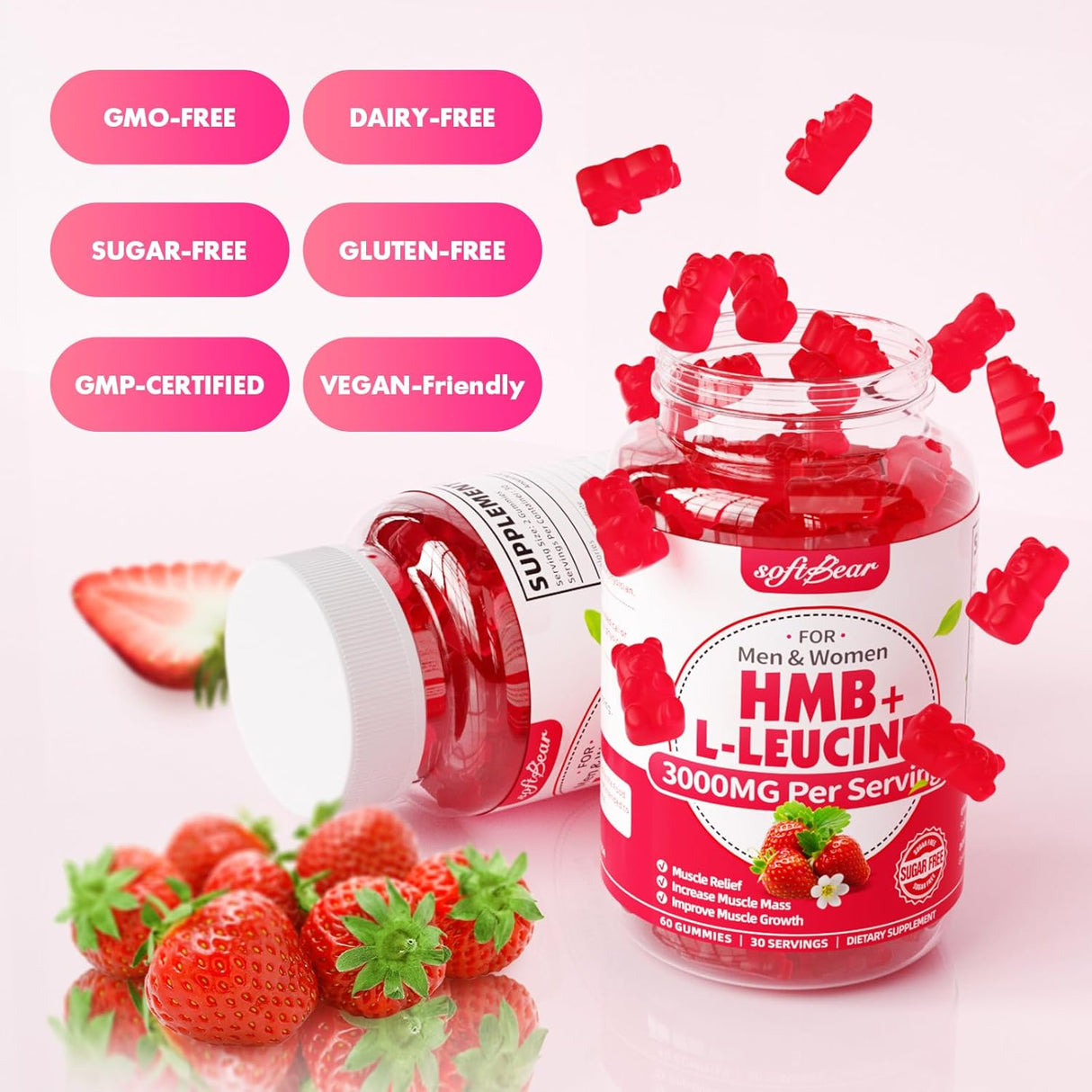 Softbear Gummies HMB Leucina 3000mg Muscular 60u
