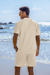 Conjunto deportivo, 2 piezas para hombre, camisa cubana
