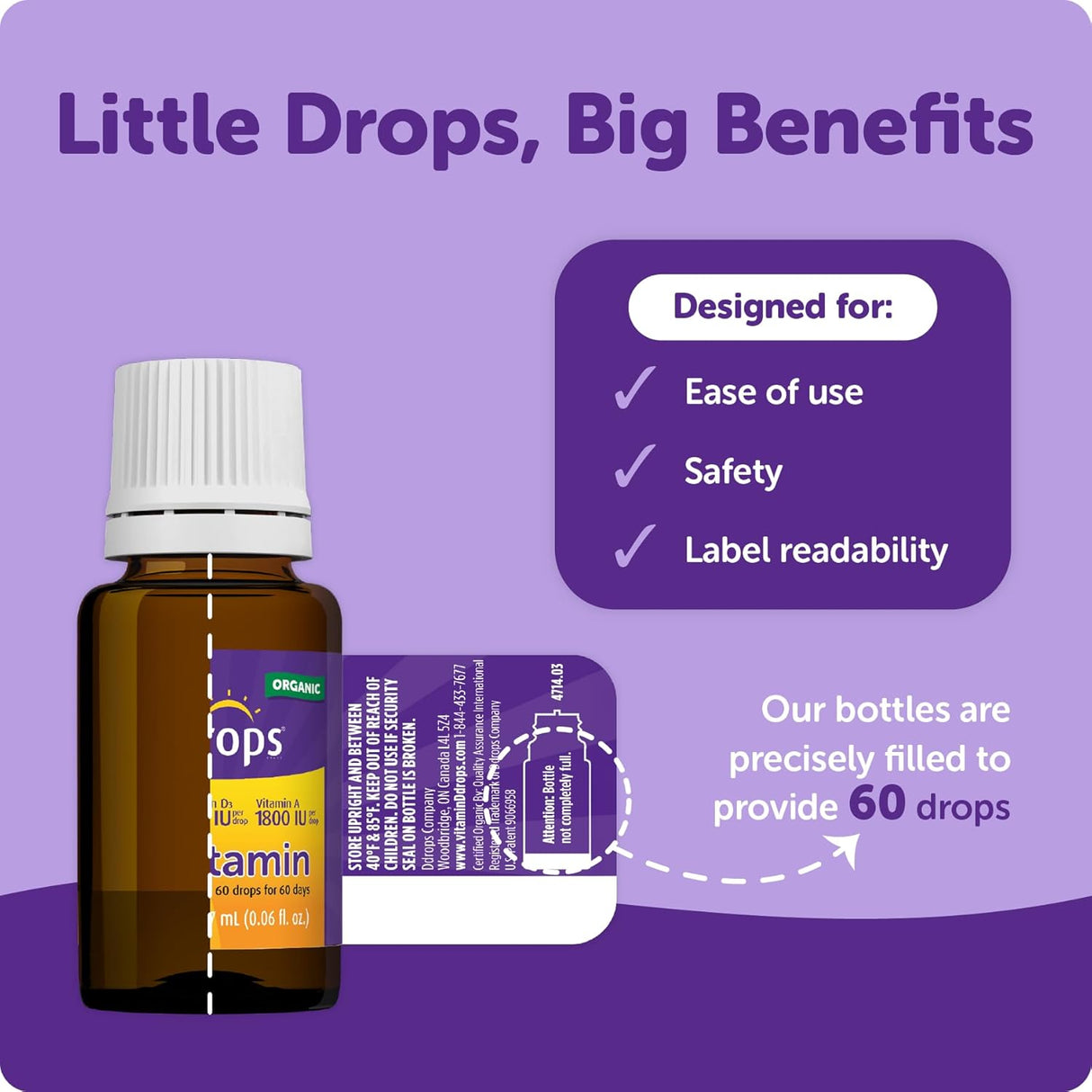 Ddrops Kids Vitaminas Líquidas Orgánicas A+D, 60 gotas