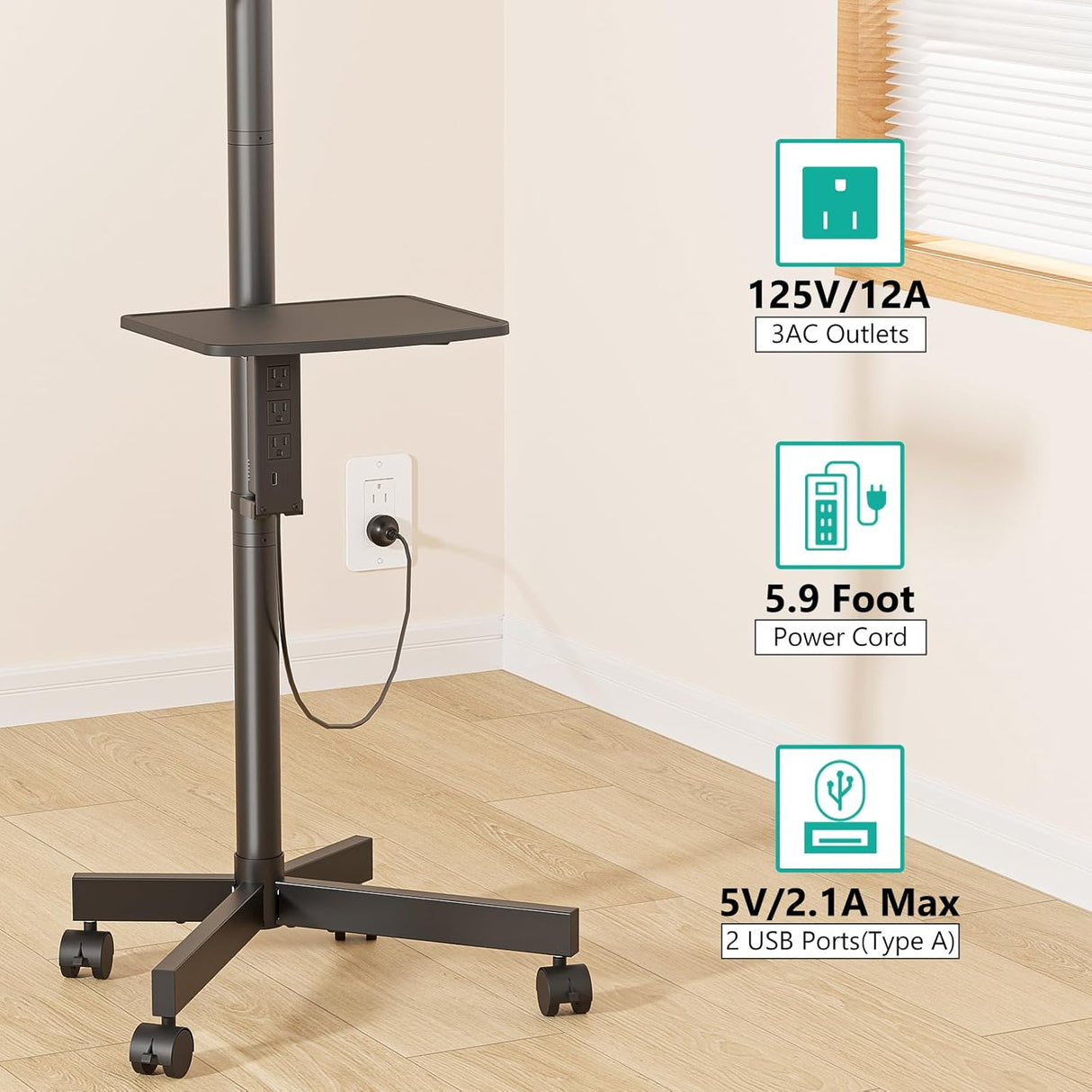Soporte de TV con ruedas carrito de TV móvil de pantalla