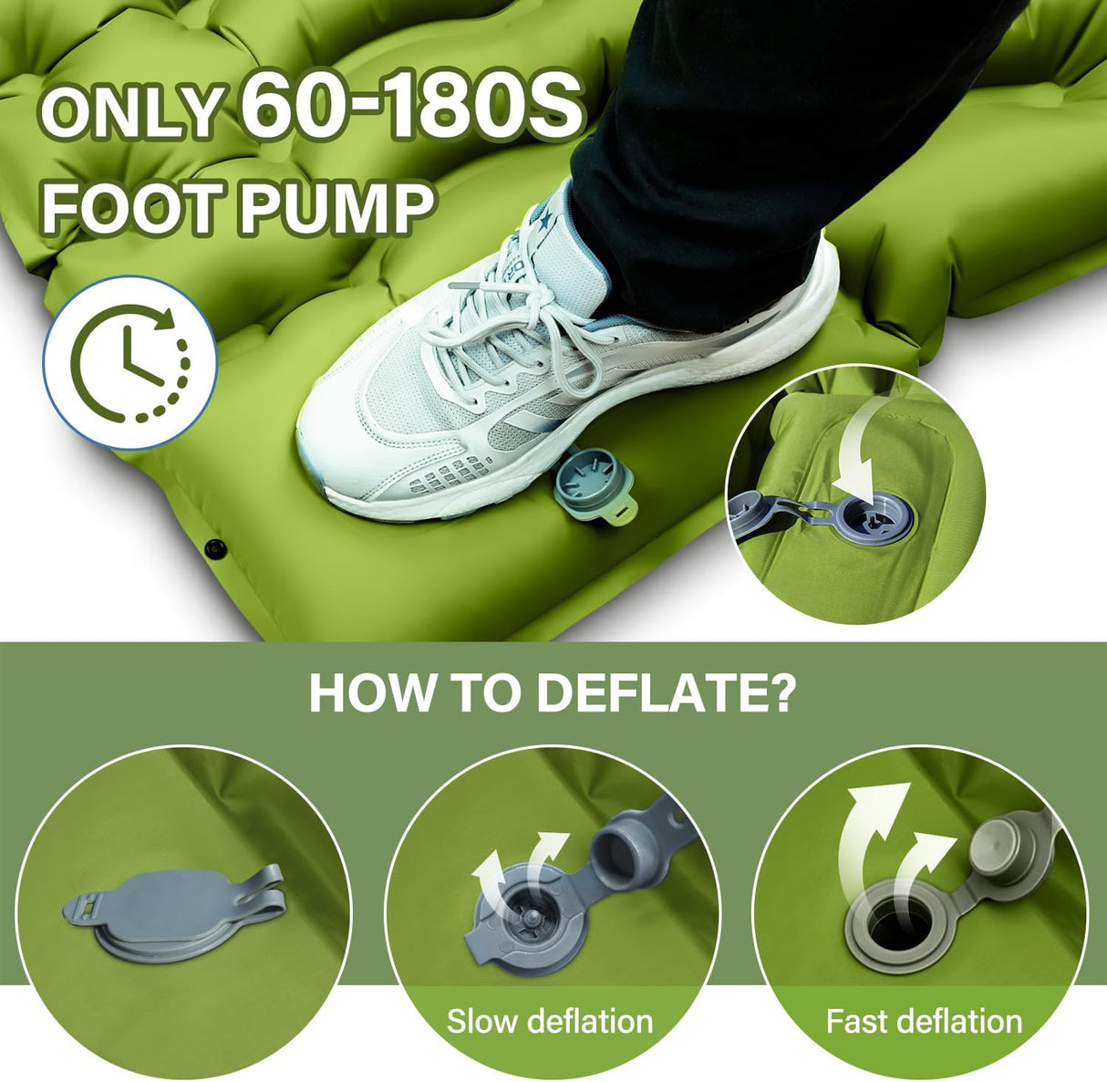 Colchón Inflable Doble 4 Autoinflable con Bomba y Almohada