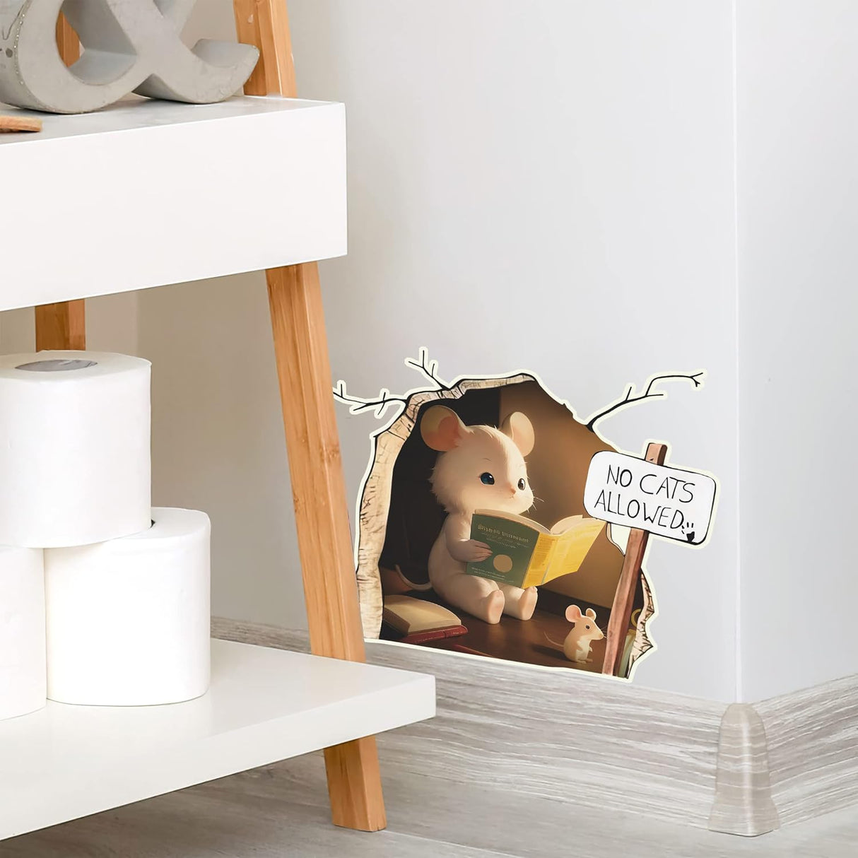 Sticker 3D Ratoncito, Arte Divertido, Brilla en la Oscuridad