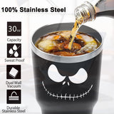 Taza de Acero Inoxidable Jack Skellington 30 oz con Asa y Popote
