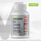 Viteey Ashwagandha 5000mg, Maca, Fenugreek, D3, Tongkat 60 cápsulas