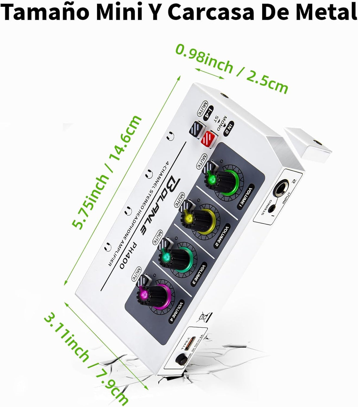 Amplificador de auriculares 4 canales con salidas para 8 auriculares