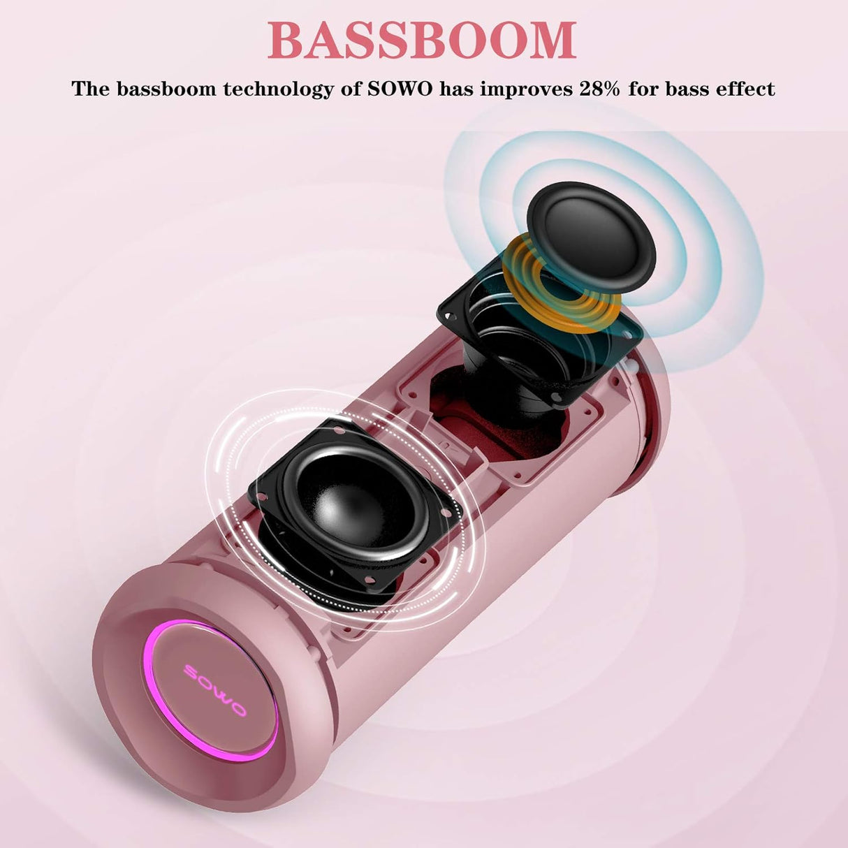 Altavoz Bluetooth portátil para exteriores IPX7 con bassboom