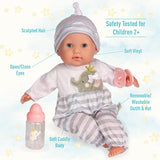 Muñeca suave de 15 JC Toys con ojos abiertos/cerrados, 30036